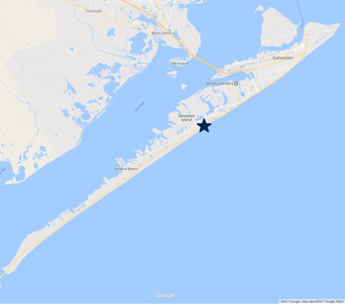 map of Beachside Village neighborhood in Galveston